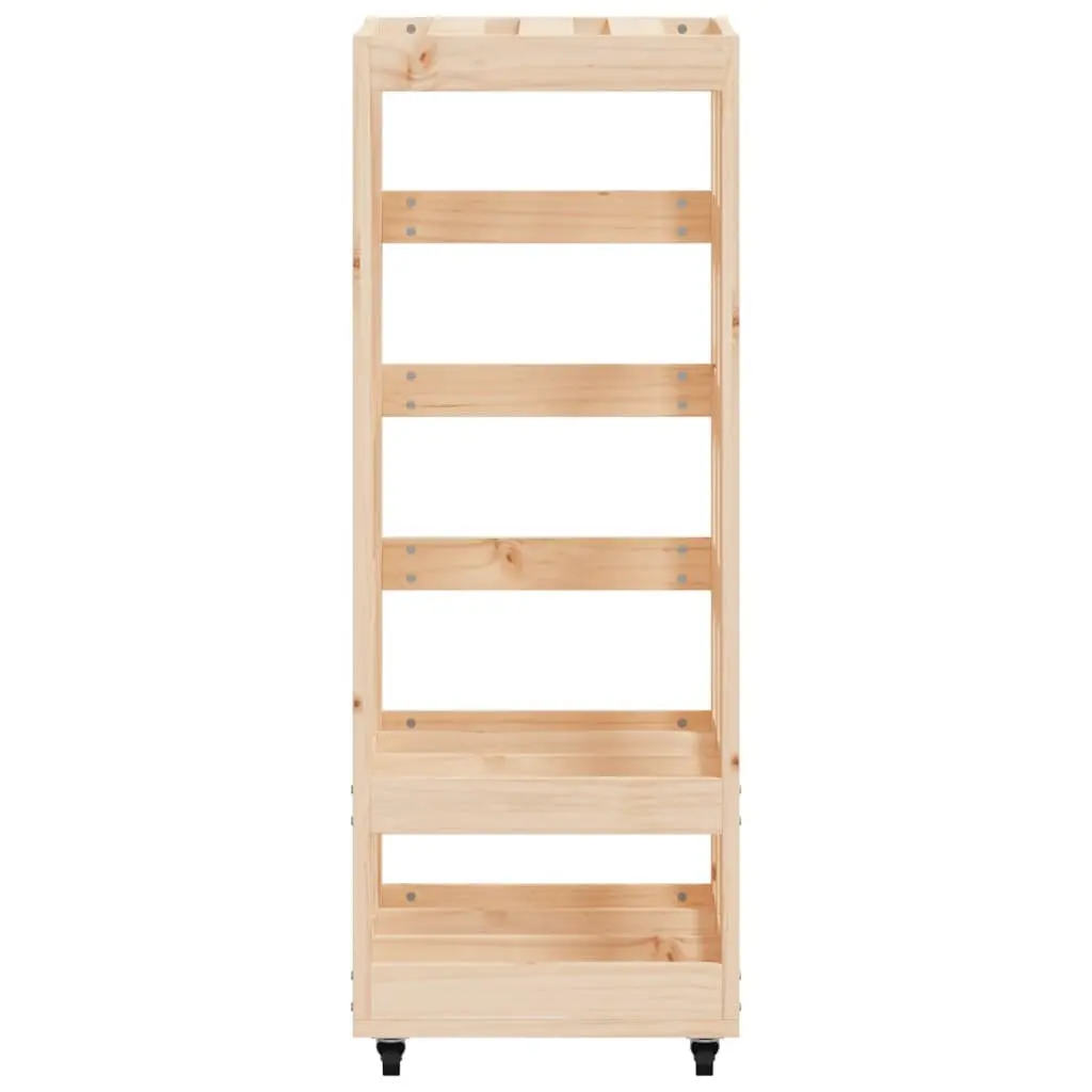 Wooden Log Holder Brown 40x49x110cm Solid Pine Firewood Storage Rack with Rolling Wheels