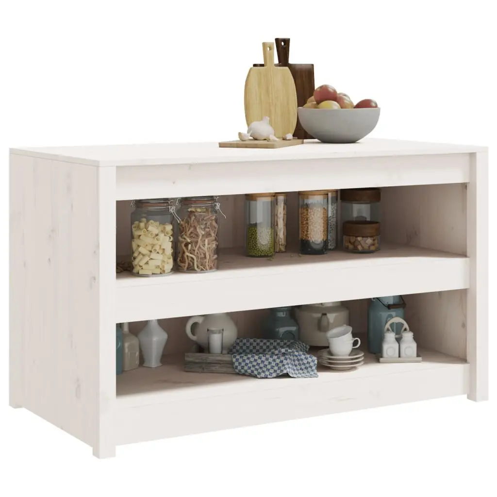 Outdoor Kitchen Cabinet White Solid Pine Wood Garden Storage Cupboard