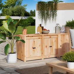 Brown Solid Wood Outdoor Kitchen Cabinet