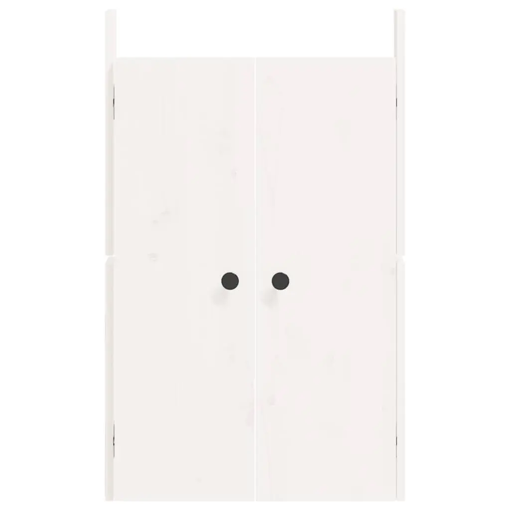 Outdoor Cabinet Doors Flush Mount White Solid Pine Wood 50x9x82cm Pair