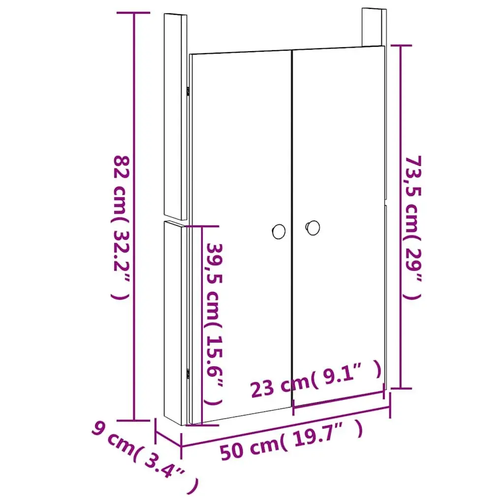 Outdoor Cabinet Doors Flush Mount White Solid Pine Wood 50x9x82cm Pair