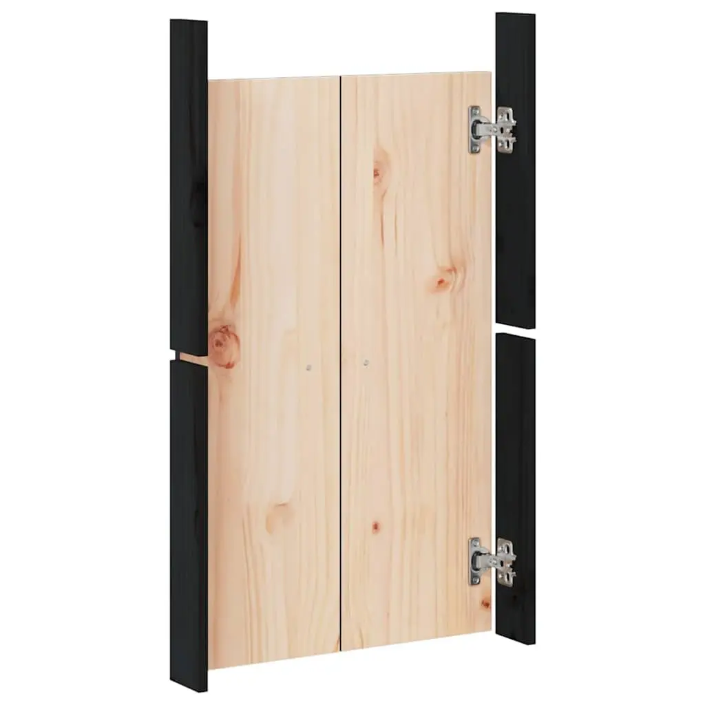 Outdoor Cabinet Door Black Solid Pine Wood Pre-Drilled Installation 50x9x82cm
