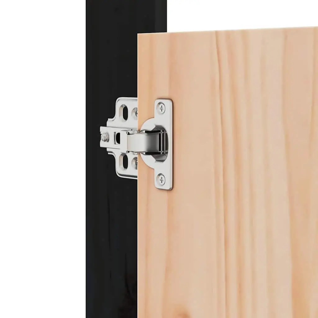 Outdoor Cabinet Door Black Solid Pine Wood Pre-Drilled Installation 50x9x82cm
