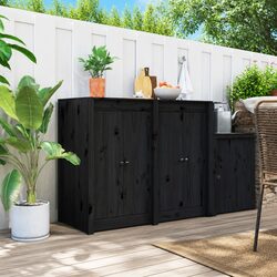 Black Solid Pine Cabinet Doors for Outdoor Kitchens, 2pc
