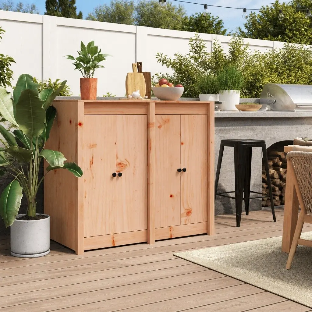 Outdoor Kitchen Cabinet Doors Brown 50x9x82cm Solid Wood 2pcs