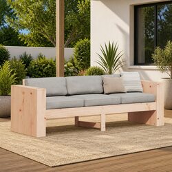 Compact and Durable 3-Seater Wooden Garden Sofa