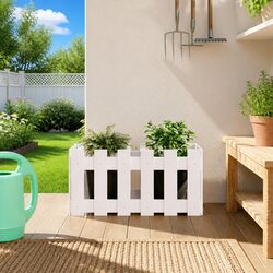 Compact Garden Planter Box in Solid White Pine Wood