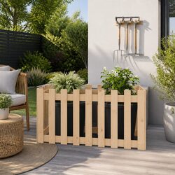 Garden Raised Bed 100x50x50 cm Fence Design Outdoor Planter Box for Flowers