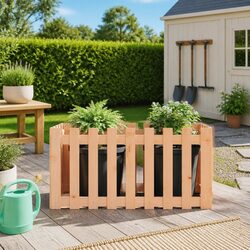 Garden Raised Bed with Fence Design 100x50x50 cm Solid Wood Douglas Planter Box