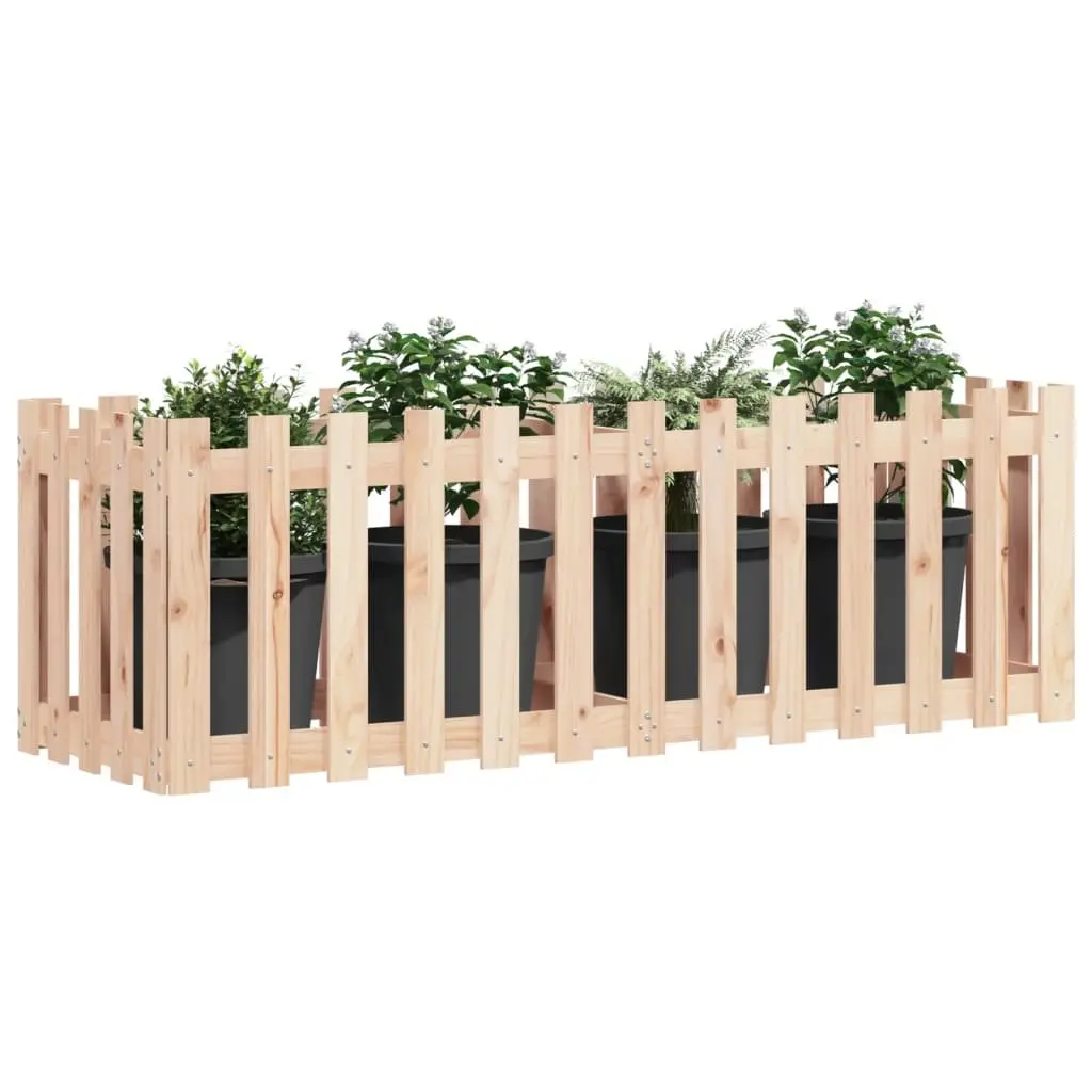 Garden Raised Bed with Fence Design 150x50x50 cm Solid Wood Pine Planter Box