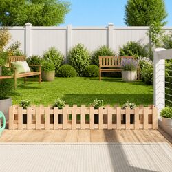 Garden Raised Bed with Fence Design 200x30x30 cm Outdoor Planter Box for Plants