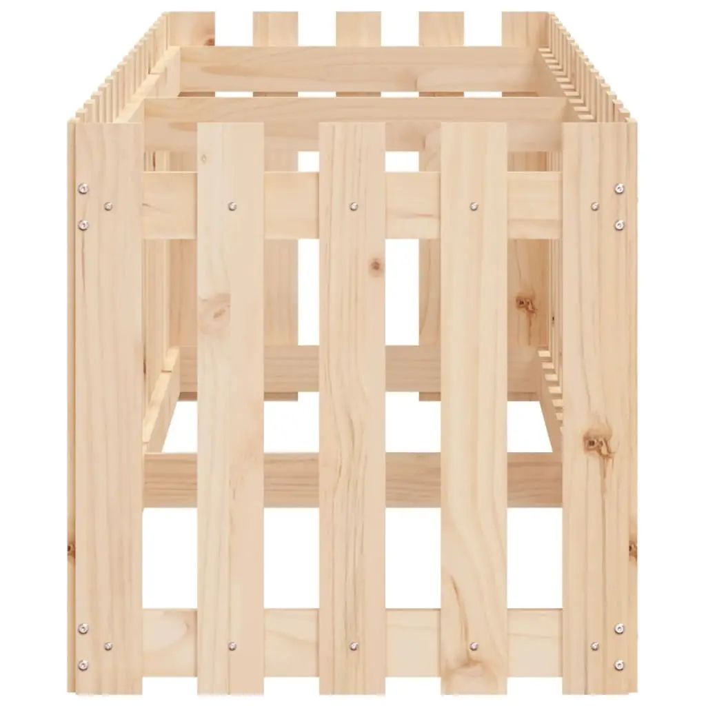 Garden Raised Bed with Fence Design 200x50x50cm Solid Pine Wood Planter Box