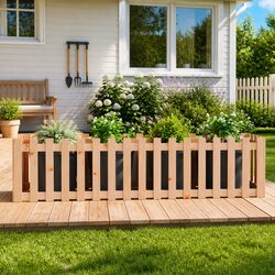 Garden Raised Bed with Fence Design 200x50x50 cm Outdoor Planter Box Solid Wood