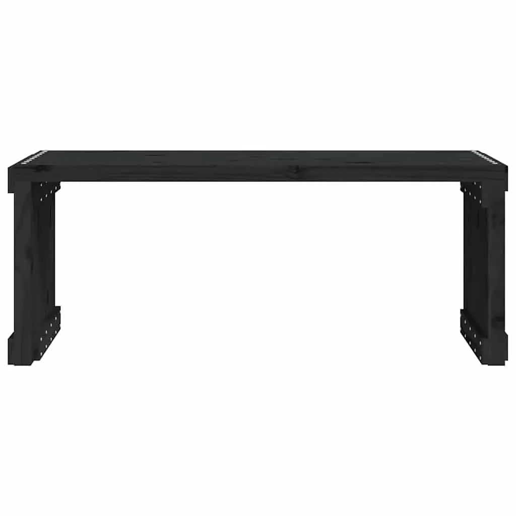 Garden Bench Black Extendable Solid Pine Wood Outdoor Seating