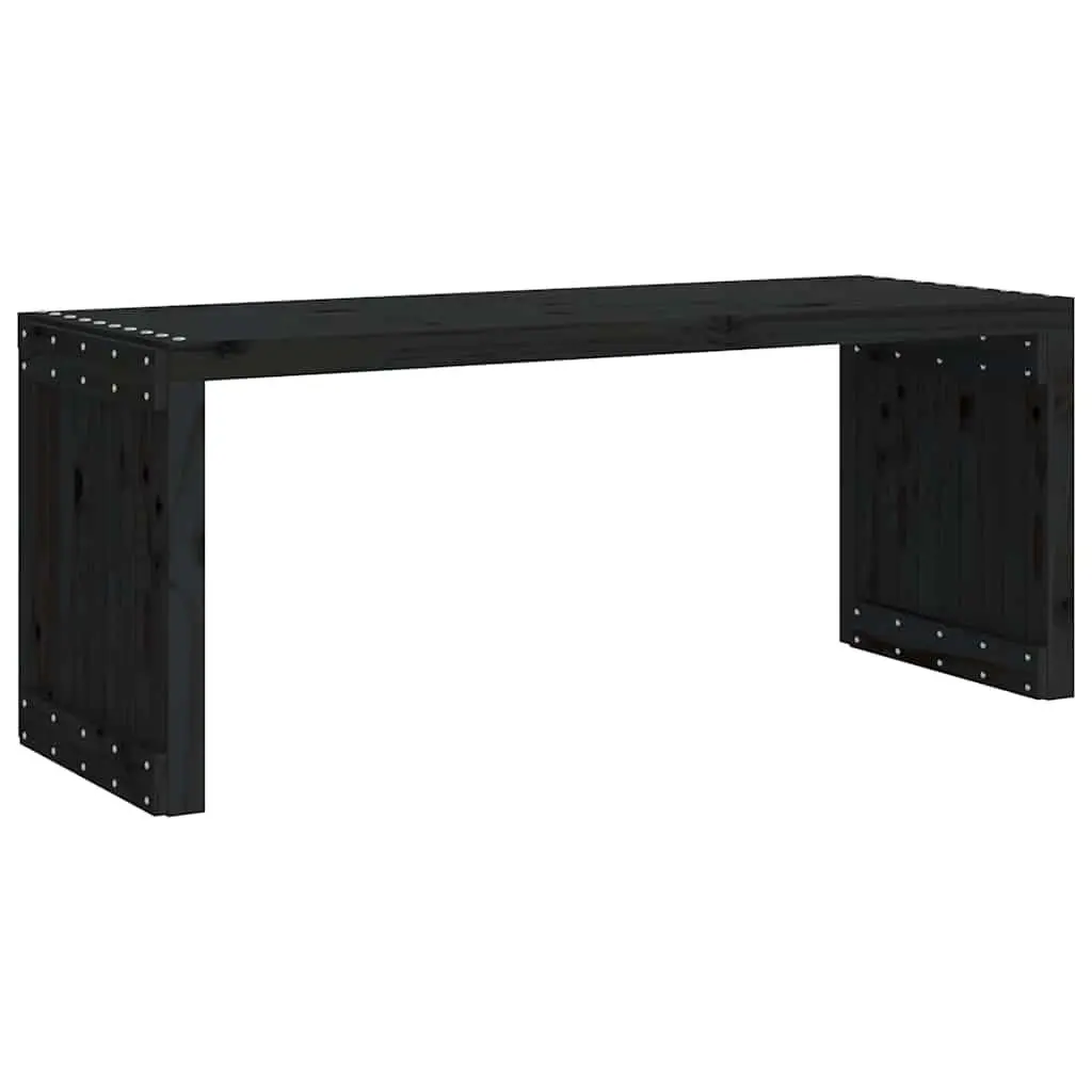 Garden Bench Black Extendable Solid Pine Wood Outdoor Seating