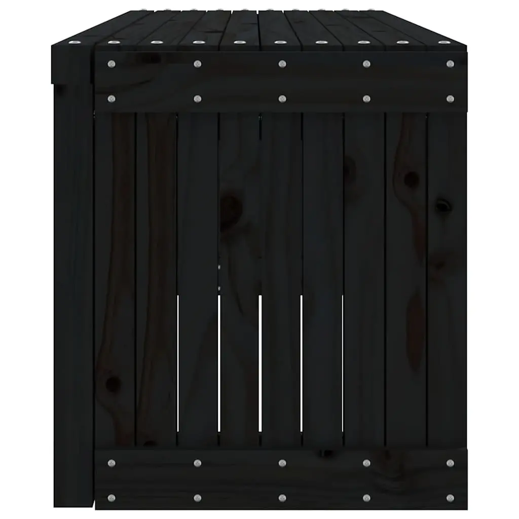 Garden Bench Black Extendable Solid Pine Wood Outdoor Seating