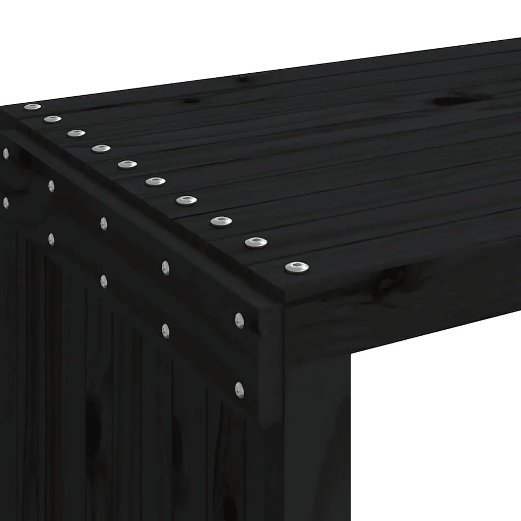 Garden Bench Black Extendable Solid Pine Wood Outdoor Seating