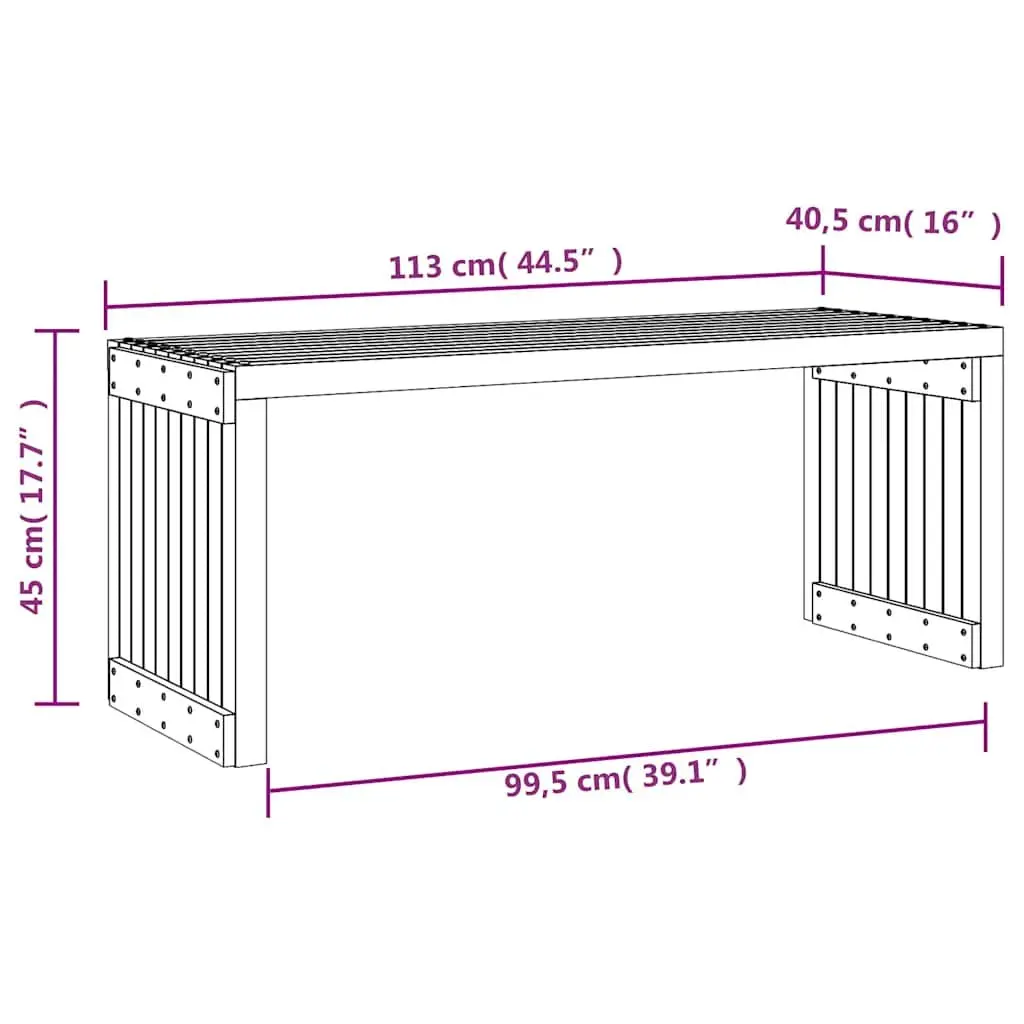 Garden Bench Black Extendable Solid Pine Wood Outdoor Seating