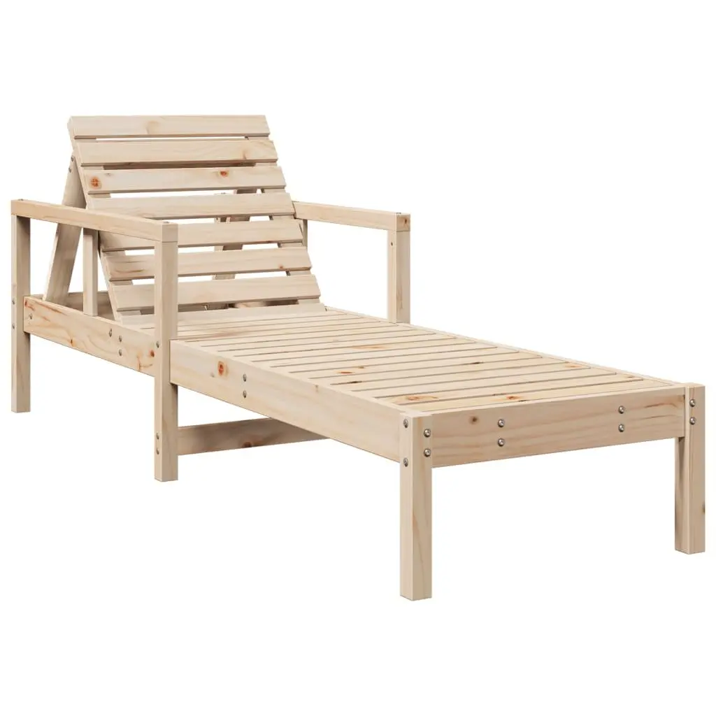 Sun Lounger Brown Adjustable Backrest Wooden Garden Patio Chair