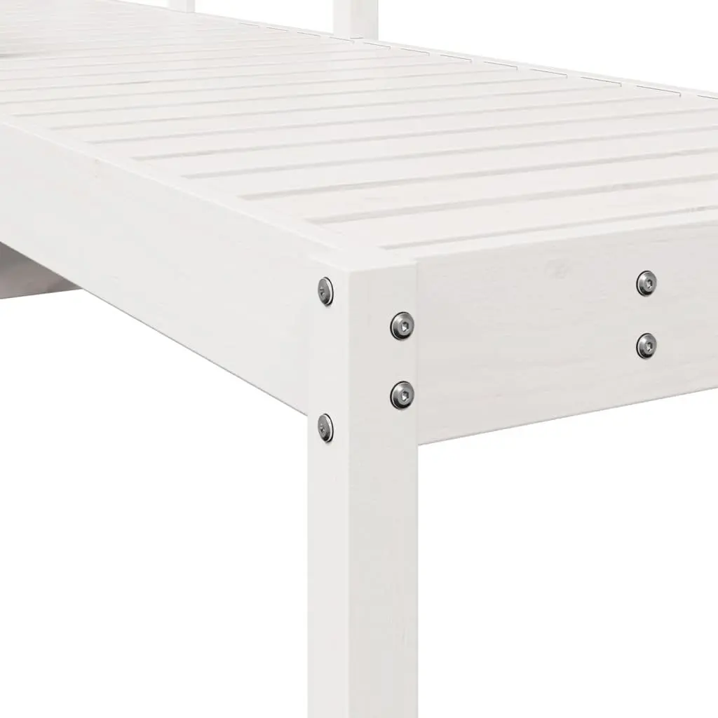 Sun Lounger White Adjustable Backrest Outdoor Garden Patio Poolside Relaxation