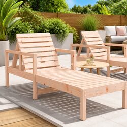 Concise Wooden Outdoor Lounger with Backrest