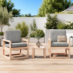 Concise Solid Wood Garden Lounge Set