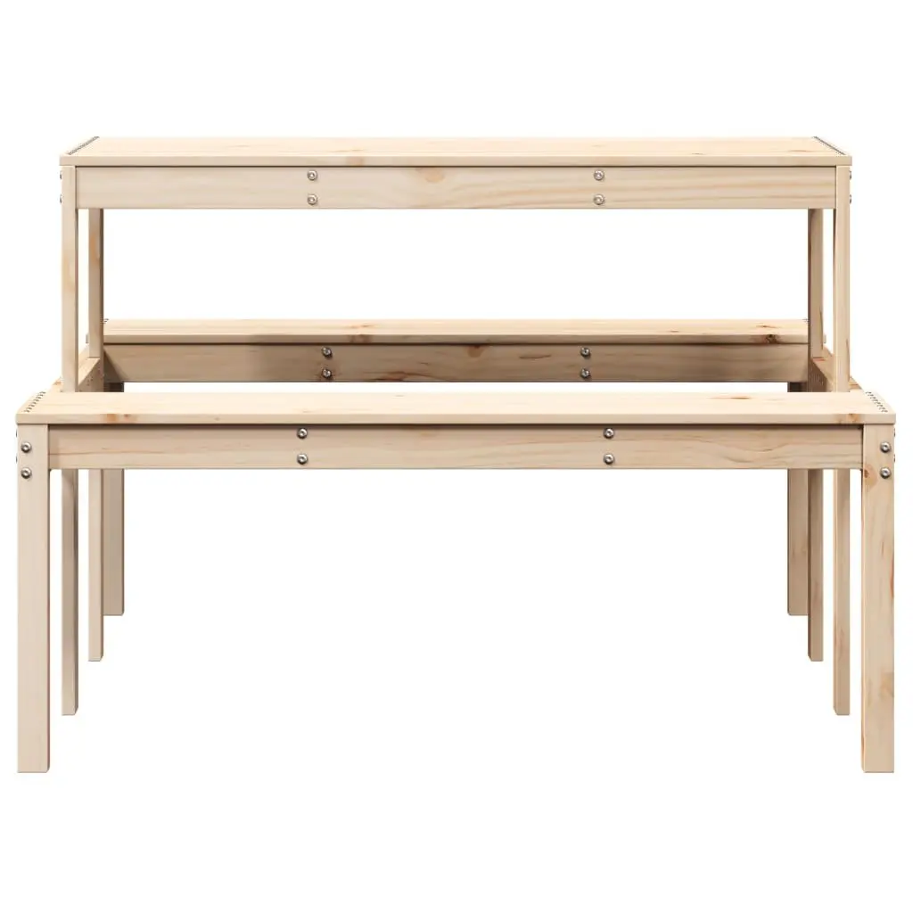 Solid Pine Wood Picnic Table Brown 110x134x75 cm Outdoor Garden Patio Dining