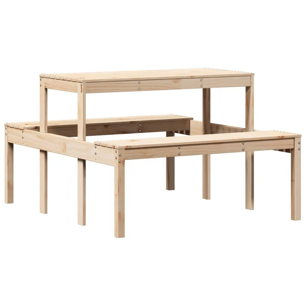 Solid Pine Wood Picnic Table Brown 110x134x75 cm Outdoor Garden Patio Dining
