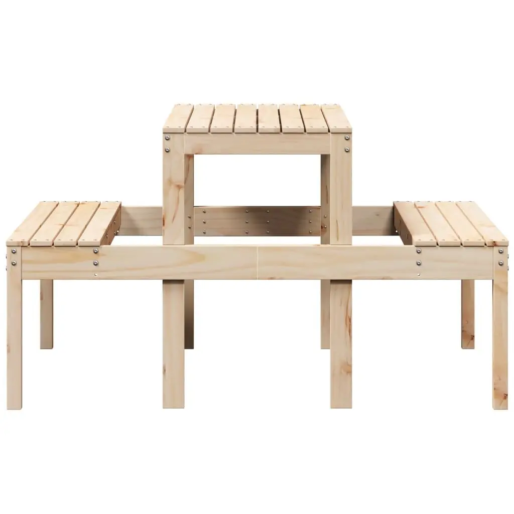 Solid Pine Wood Picnic Table Brown 110x134x75 cm Outdoor Garden Patio Dining