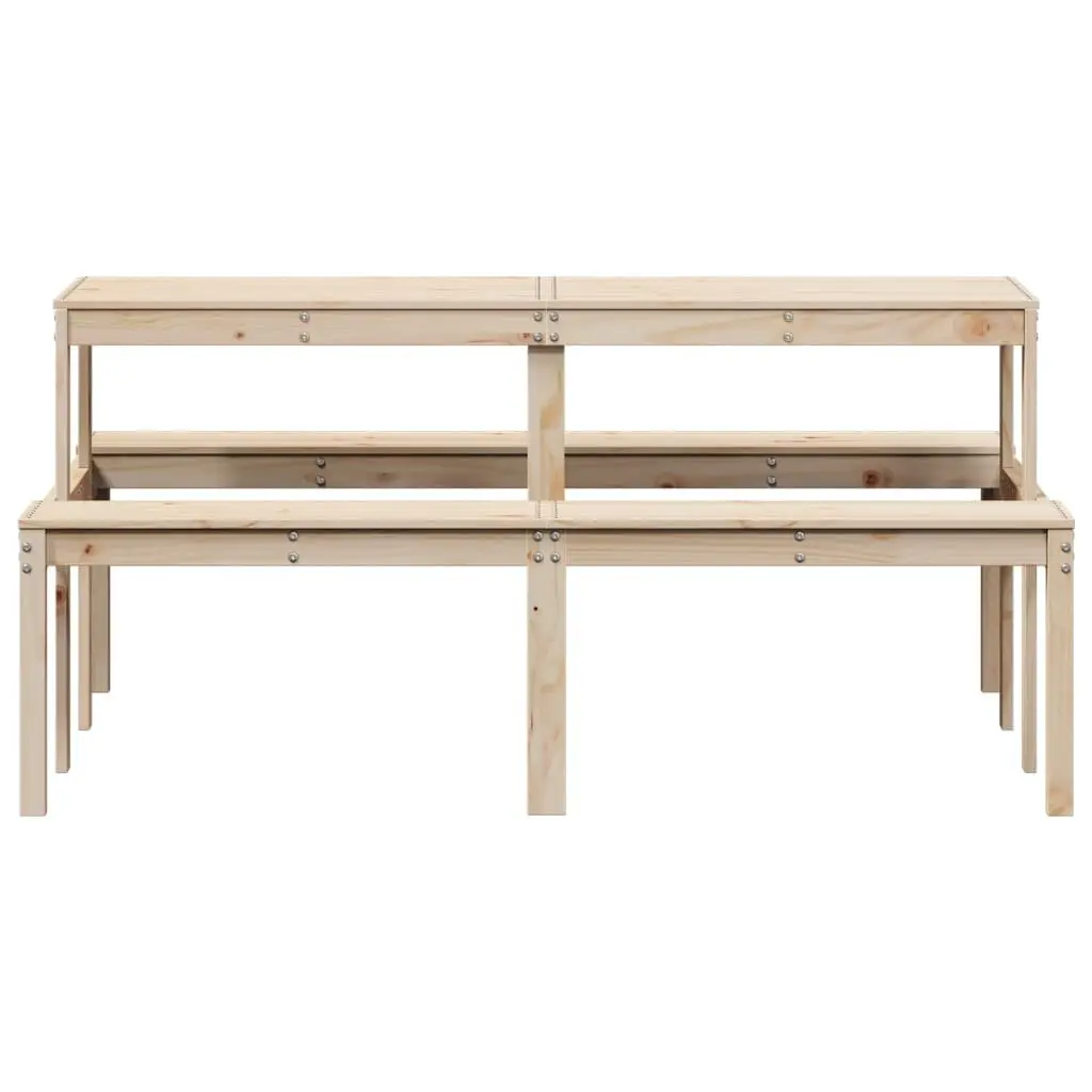 Picnic Table Brown 160x134x75 cm Solid Pine Wood Outdoor Dining Bench