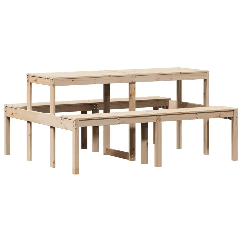 Picnic Table Brown 160x134x75 cm Solid Pine Wood Outdoor Dining Bench