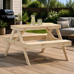 Solid Pine Picnic Table for Fun Outdoor Experiences 105x134x75 cm