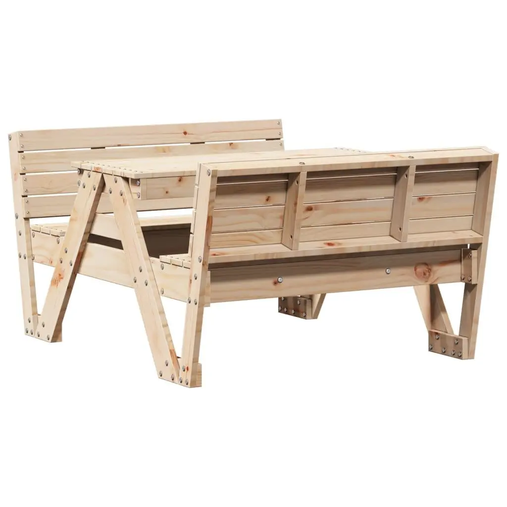 Wooden Picnic Table Brown Solid Pine Durable Construction Outdoor Garden Furniture