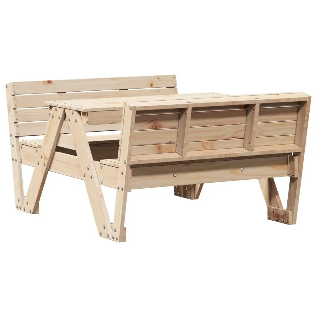 Wooden Picnic Table Brown Solid Pine Durable Construction Outdoor Garden Furniture