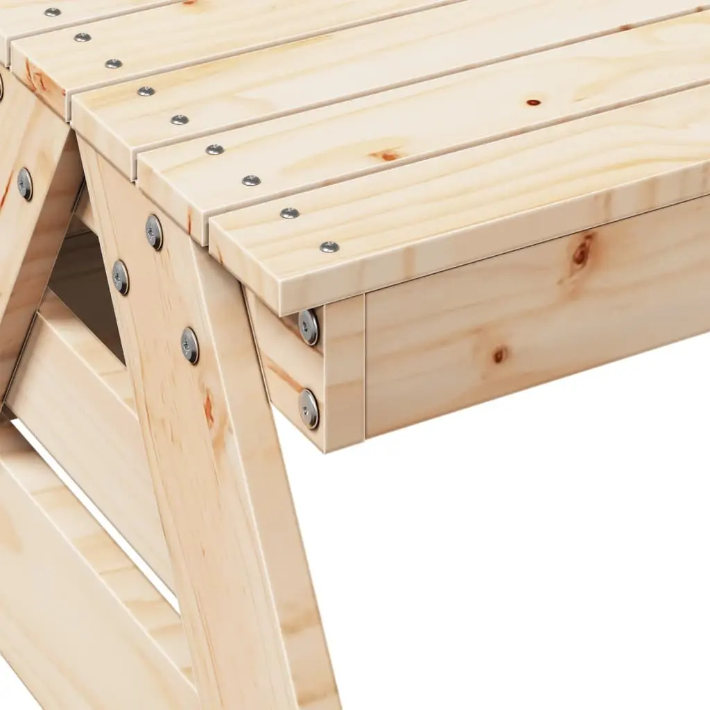 Wooden Picnic Table Brown Solid Pine Durable Construction Outdoor Garden Furniture