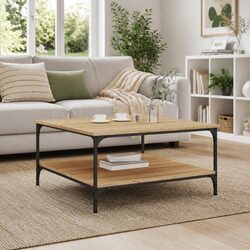 Compact Brown Coffee Table with Storage Solutions