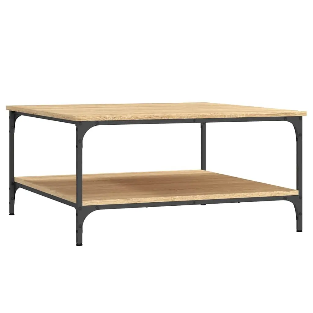 Coffee Table Brown 80 x 80 x 40 cm Engineered Wood with Storage Shelves