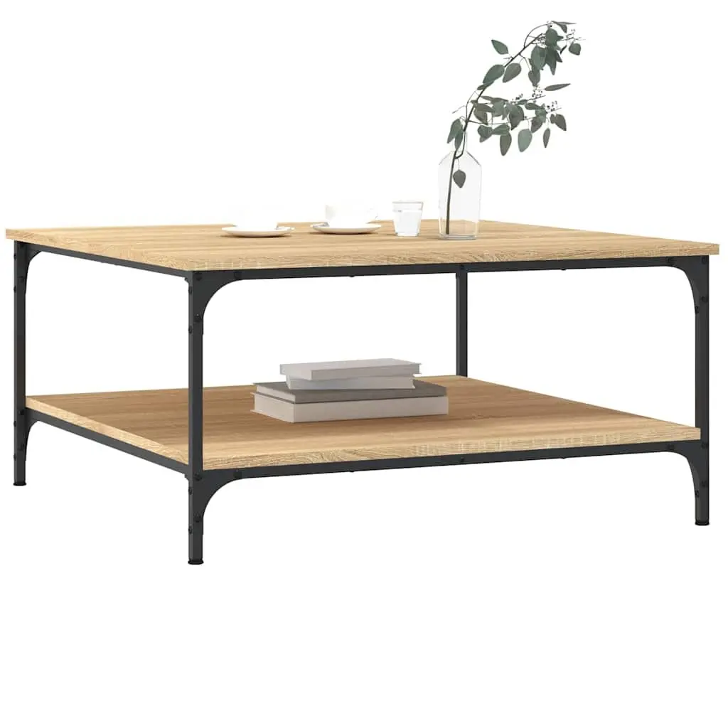Coffee Table Brown 80 x 80 x 40 cm Engineered Wood with Storage Shelves