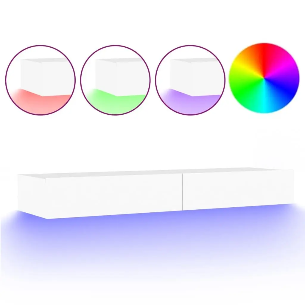 TV Cabinet with RGB LED Lights White Modern Storage Unit 120x35x15.5cm