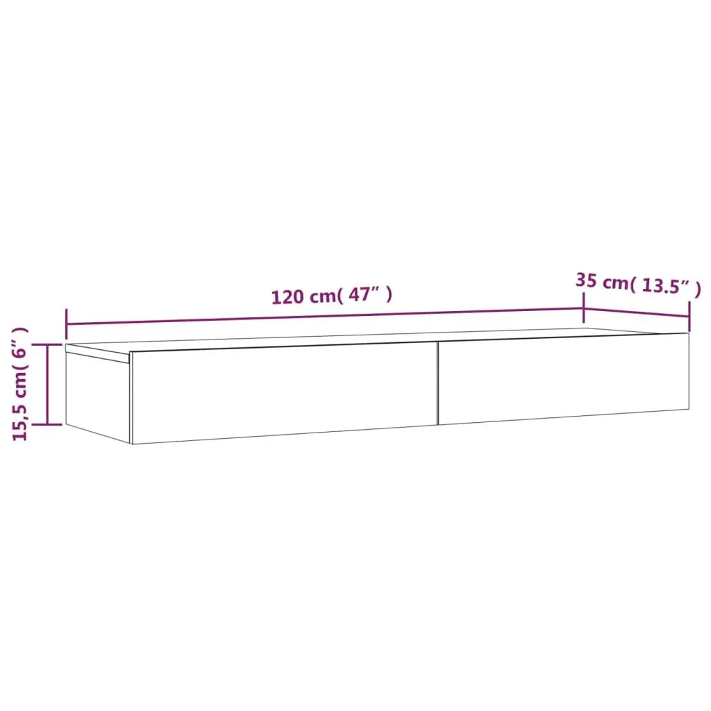 TV Cabinet with RGB LED Lights White Modern Storage Unit 120x35x15.5cm