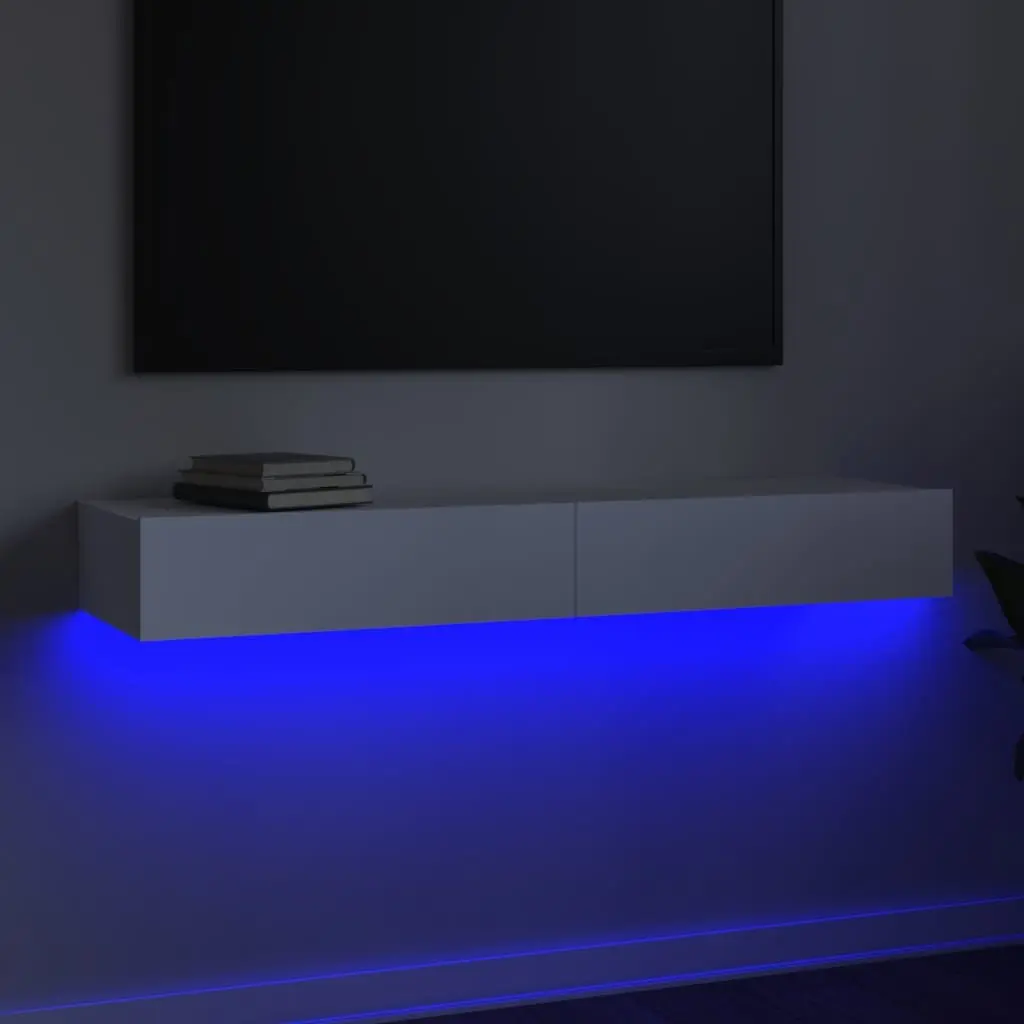 TV Cabinet with RGB LED Lights White Modern Storage Unit 120x35x15.5cm