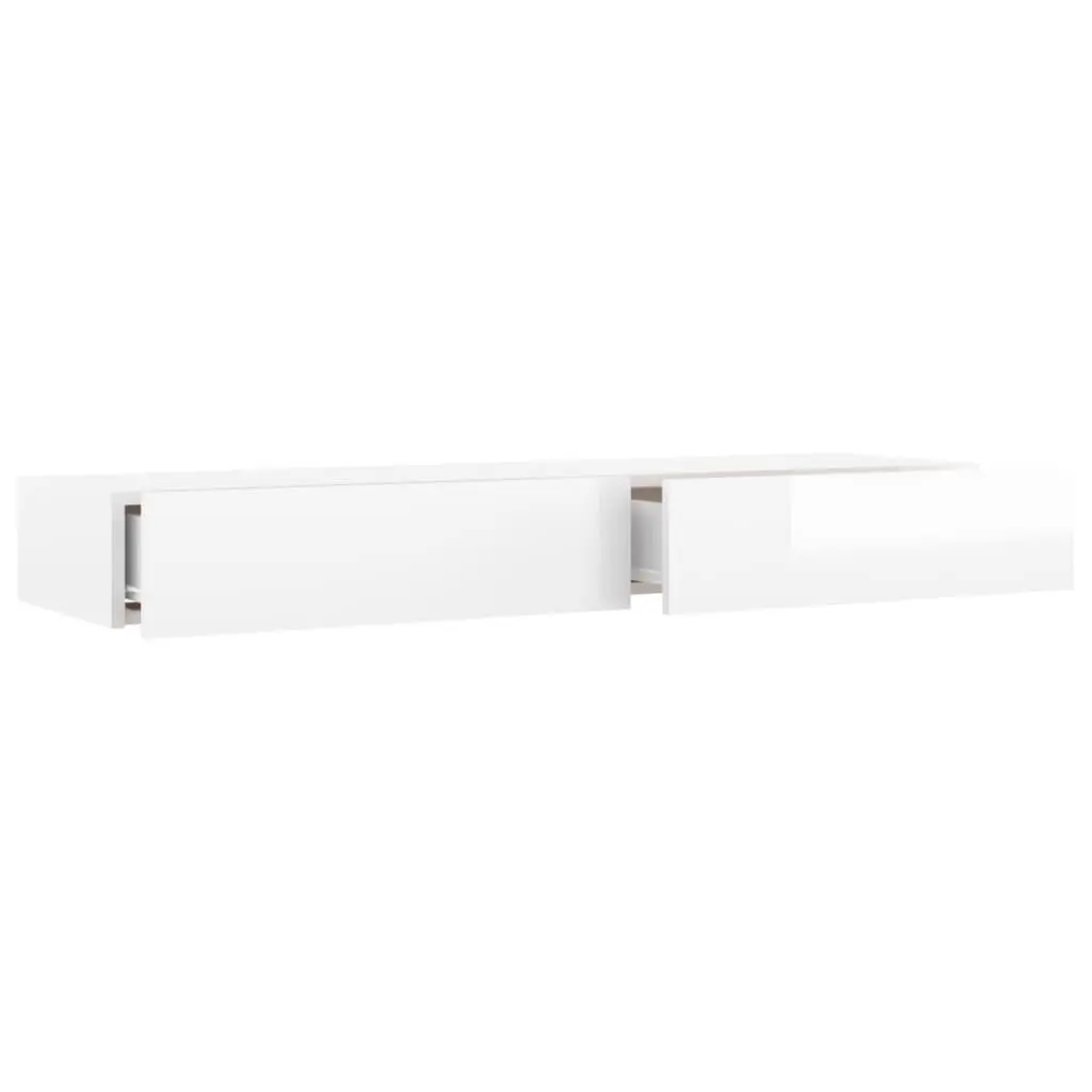 TV Cabinet White 120x35x15.5 cm LED Lights Storage Unit