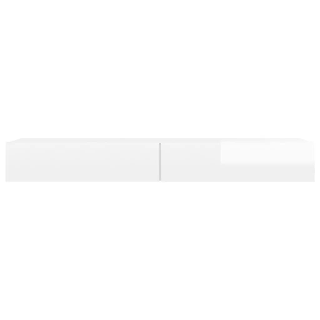 TV Cabinet White 120x35x15.5 cm LED Lights Storage Unit