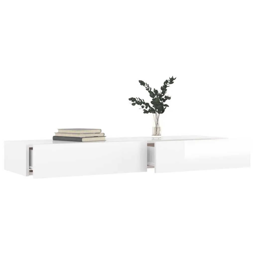 TV Cabinet White 120x35x15.5 cm LED Lights Storage Unit