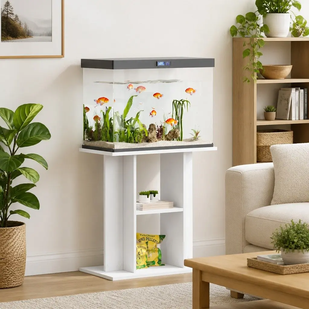 Aquarium Stand 60cm White Storage Cabinet Fish Tank Display Engineered Wood