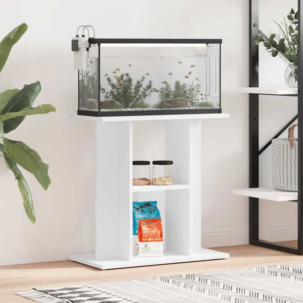 Aquarium Stand White 60cm Engineered Wood Storage Cabinet Fish Tank Display