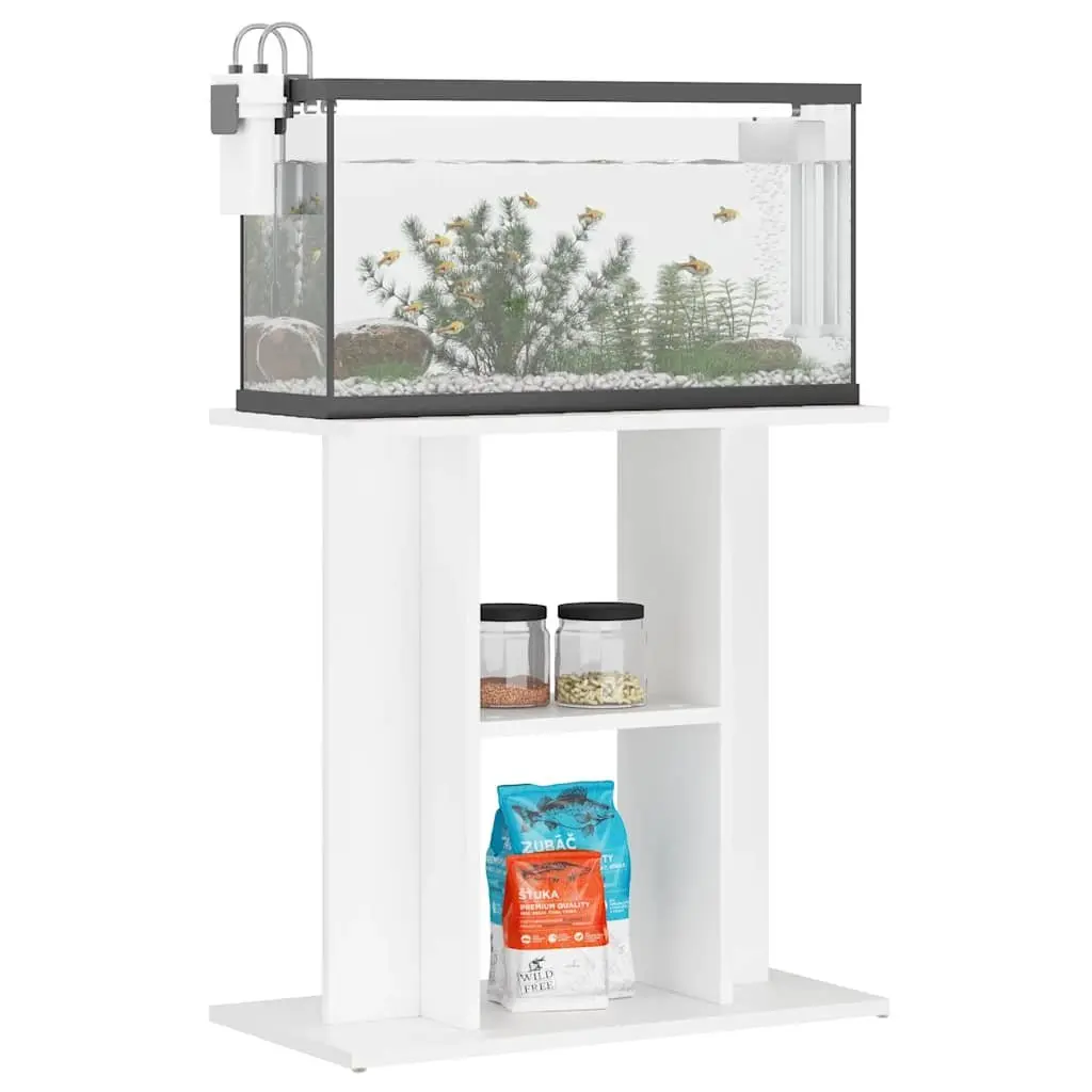 Aquarium Stand White 60cm Engineered Wood Storage Cabinet Fish Tank Display