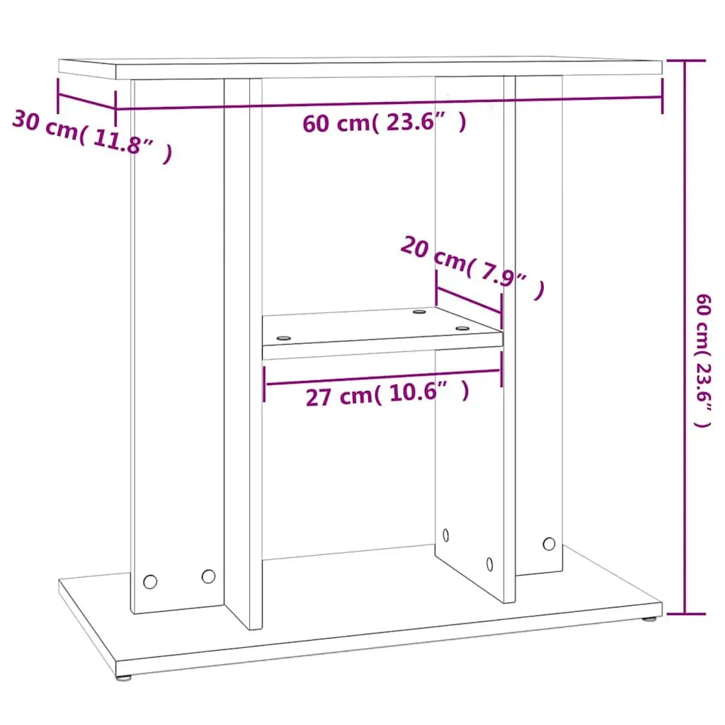 Aquarium Stand White 60cm Engineered Wood Storage Cabinet Fish Tank Display