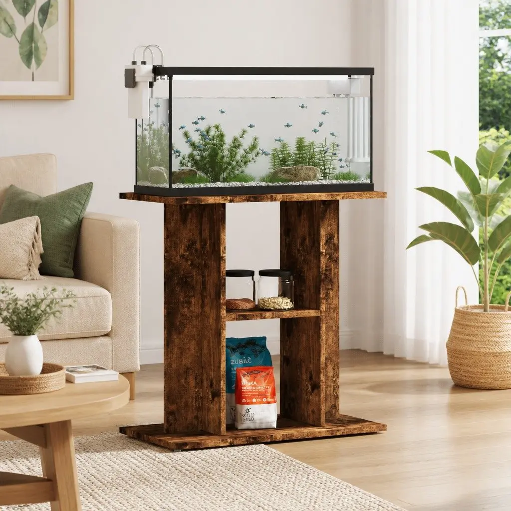 Aquarium Stand 3-Tier Fish Tank Cabinet Brown Engineered Wood Storage Display