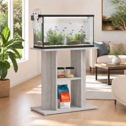 Aquarium Stand 3-Tier Storage Grey Sonoma 60x30x60 cm Fish Tank Display Cabinet